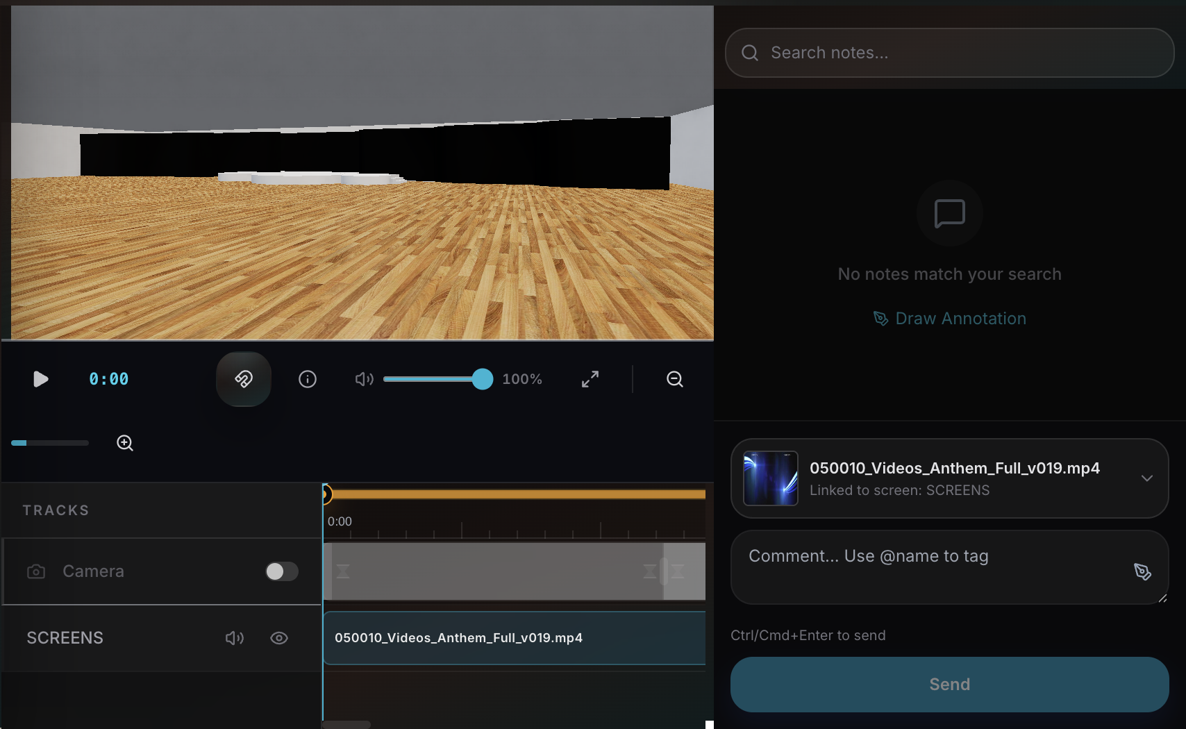 Kyluma editor timeline with active mapped media clip.